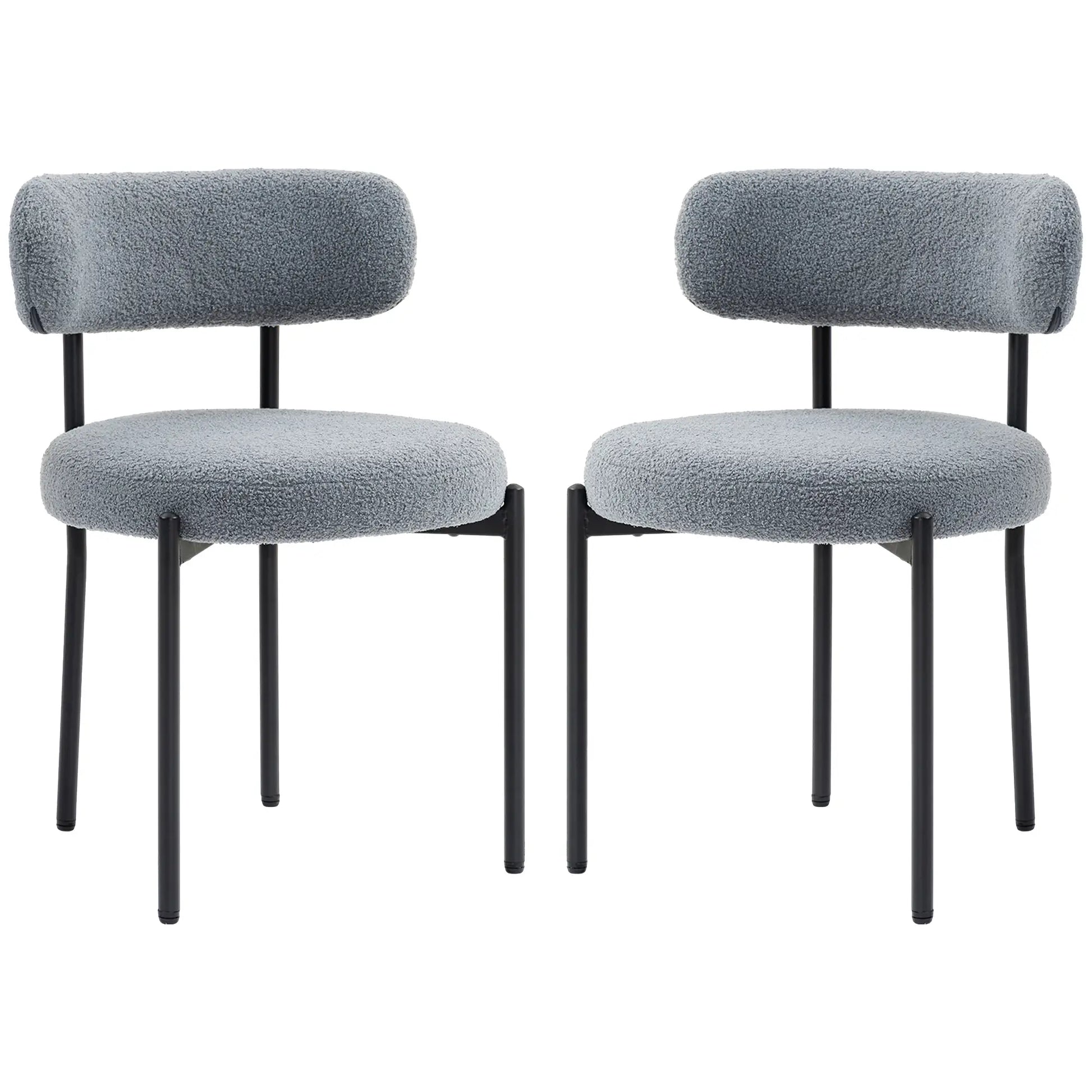 2 Kitchen Chairs, Modern Dining, Berber Fleece Upholstery, Steel Legs, Grey Dining Chairs Grey at Gallery Canada