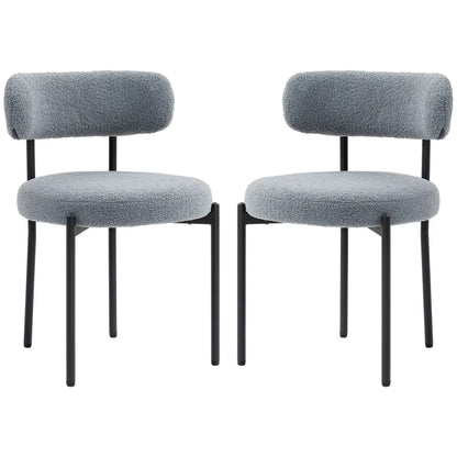 2 Kitchen Chairs, Modern Dining, Berber Fleece Upholstery, Steel Legs, Grey Dining Chairs Grey at Gallery Canada