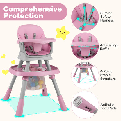 16-in-1 Baby High Chair with Activity Center and Booster Seat for Babies and Toddlers, Pink High Chairs at Gallery Canada