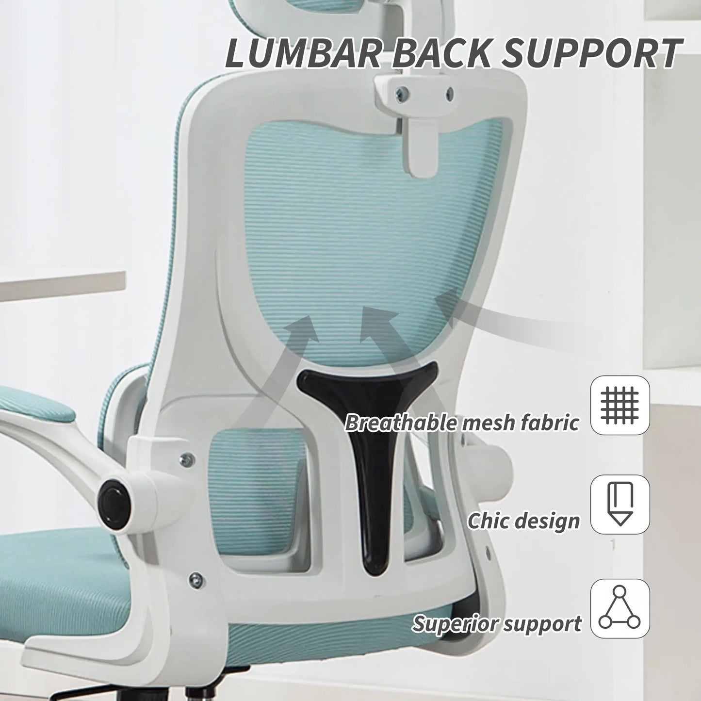 High Back Office Chair, Mesh Computer Chair, Adjustable Height, Light Blue Office Chairs at Gallery Canada