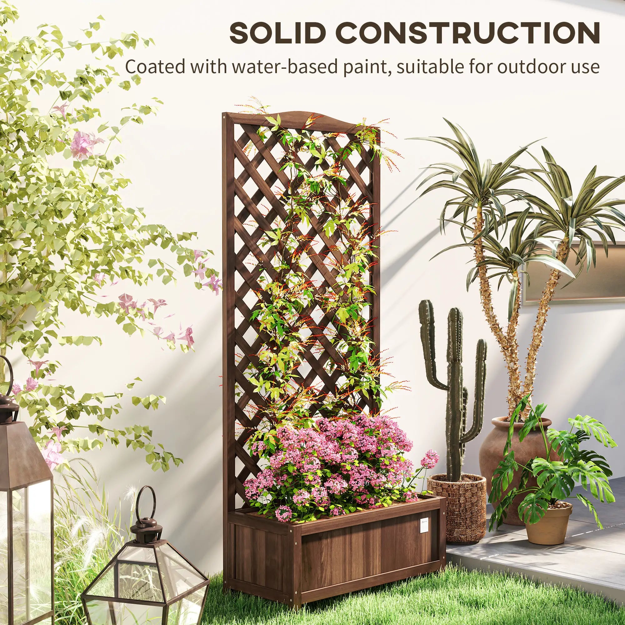 Wood Planter With Trellis, Raised Garden Bed, 30