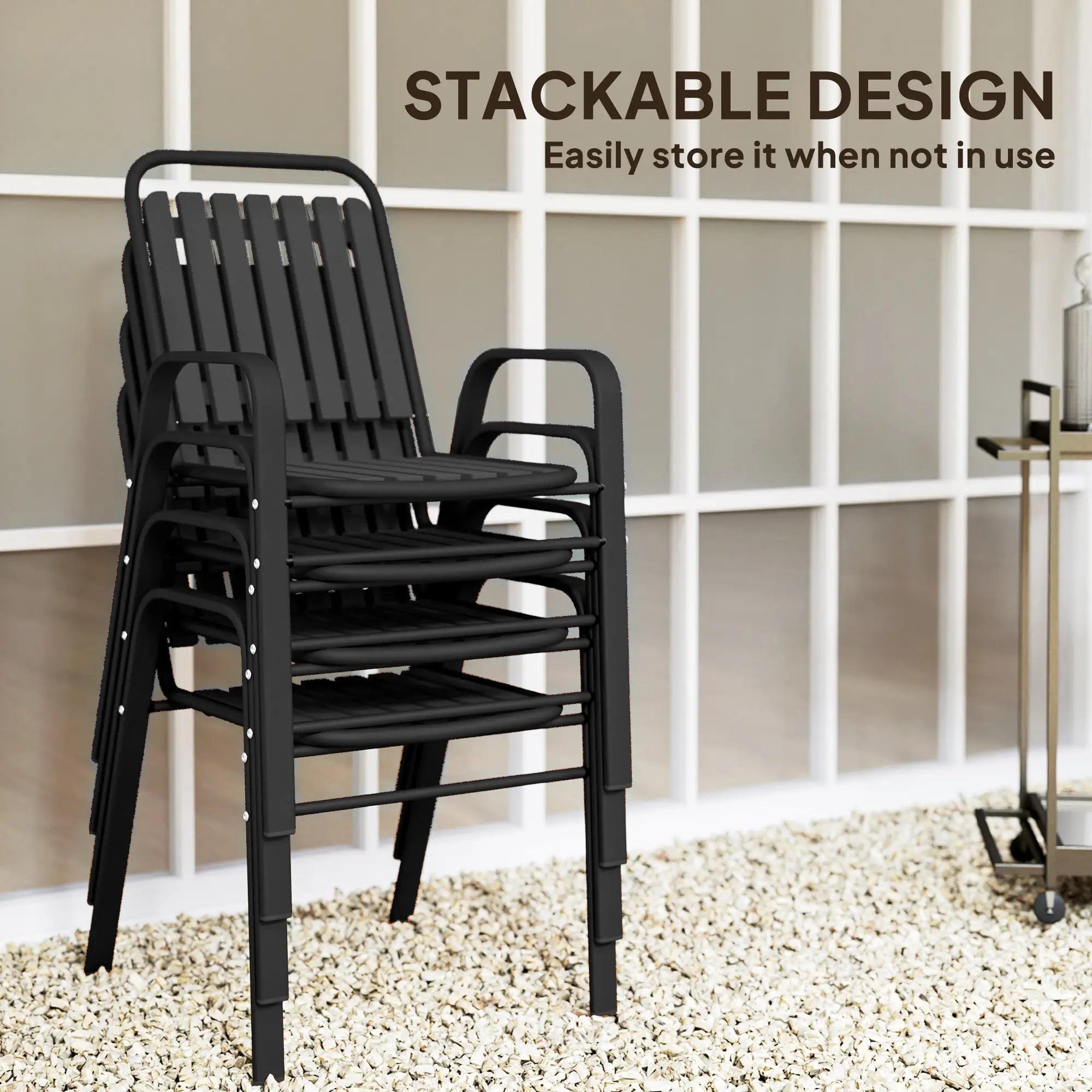 Stackable Outdoor Dining Chairs, Set of 4, Patio, Balcony, Black Patio Chairs at Gallery Canada