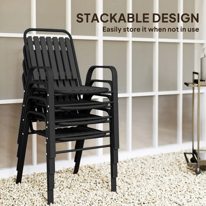 Stackable Outdoor Dining Chairs, Set of 4, Patio, Balcony, Black Patio Chairs at Gallery Canada