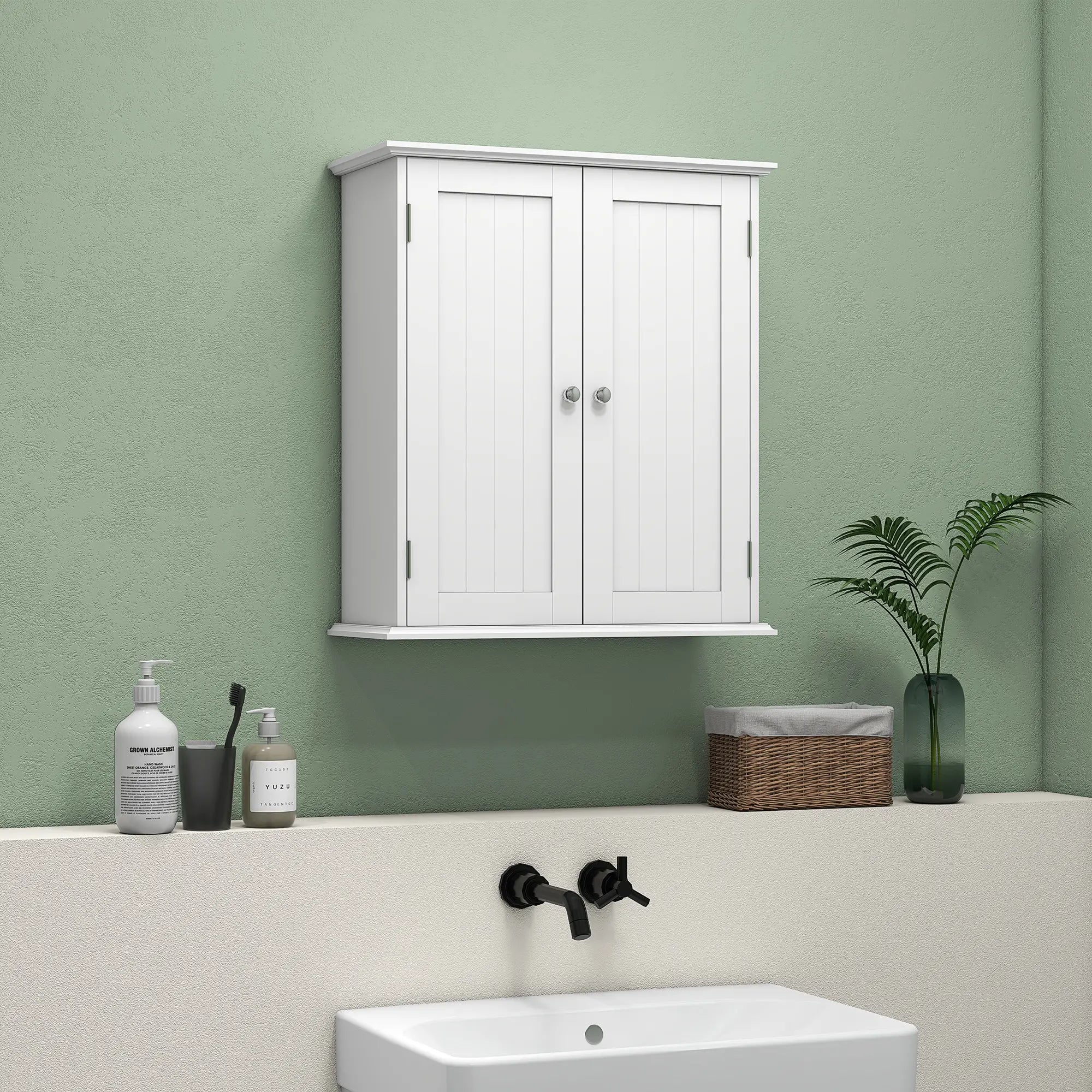 Bathroom Medicine Cabinet, Wall Cabinet with 2 Doors and Adjustable Shelf, Space Saver Over Toilet Cabinet Wall Mounted Cabinets at Gallery Canada