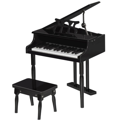 Modern Kids Piano, 30 Keys, Set of 2, Mini Toy, Grand Piano with Stand, Black Electronic Musical Pianos Black at Gallery Canada