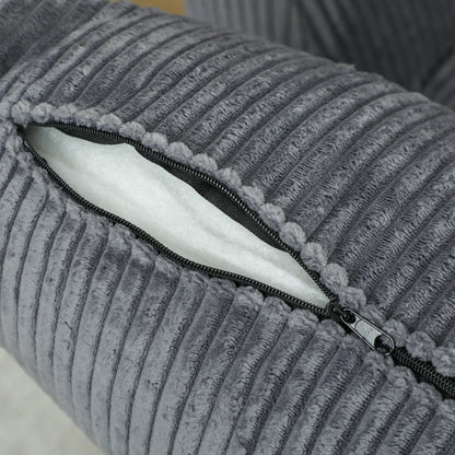 3 Seater Sofa, 74" Corduroy Couch, Solid Wood Legs, Dark Grey 3-Seater Sofas at Gallery Canada
