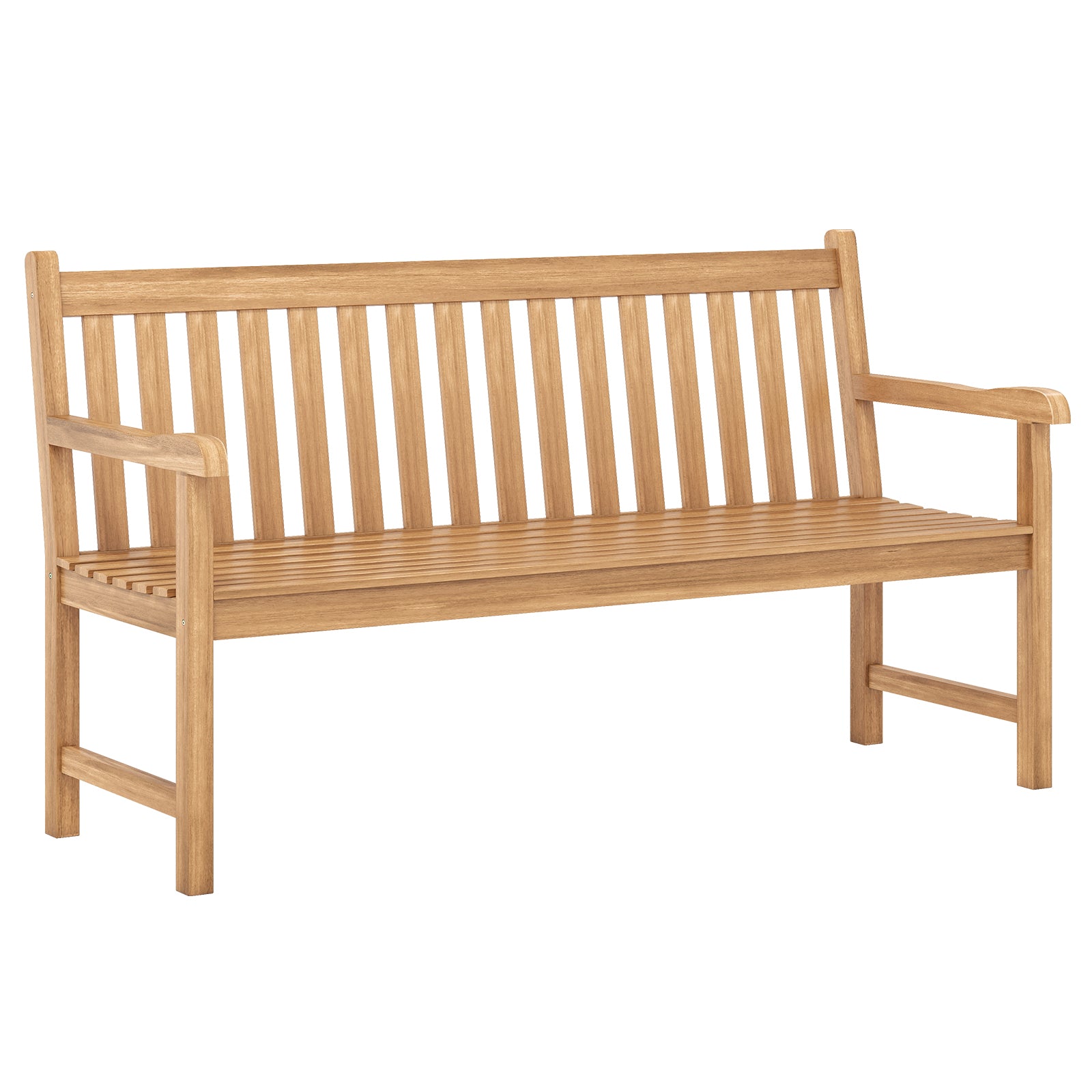 62 Inch Teak Outdoor Porch Bench, 3-Seat Solid Wood Garden Patio Bench Outdoor Benches at Gallery Canada