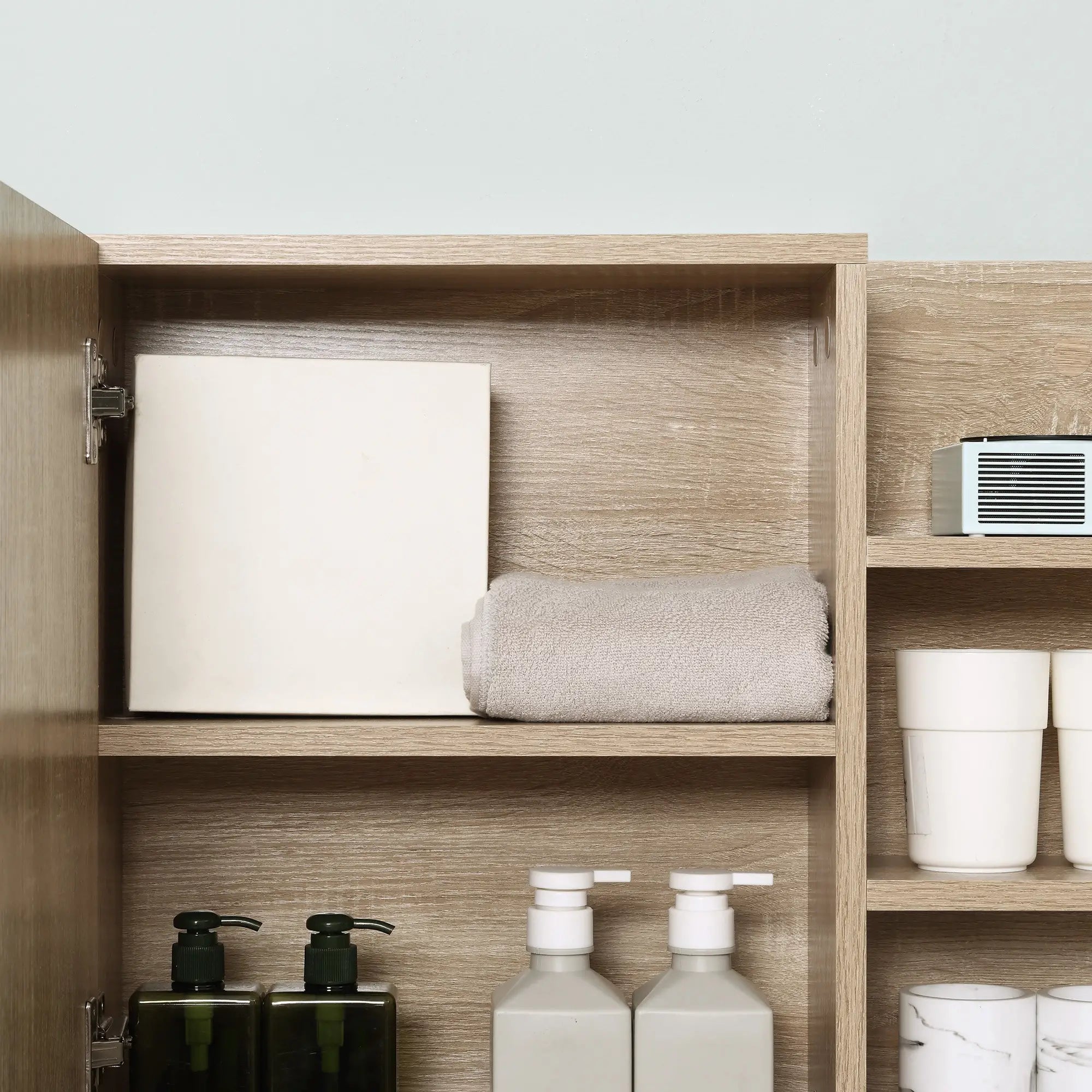 Medicine Cabinet with Mirror, Wall Mounted, 3 Open Shelves, Natural Mirror Medicine Cabinets at Gallery Canada