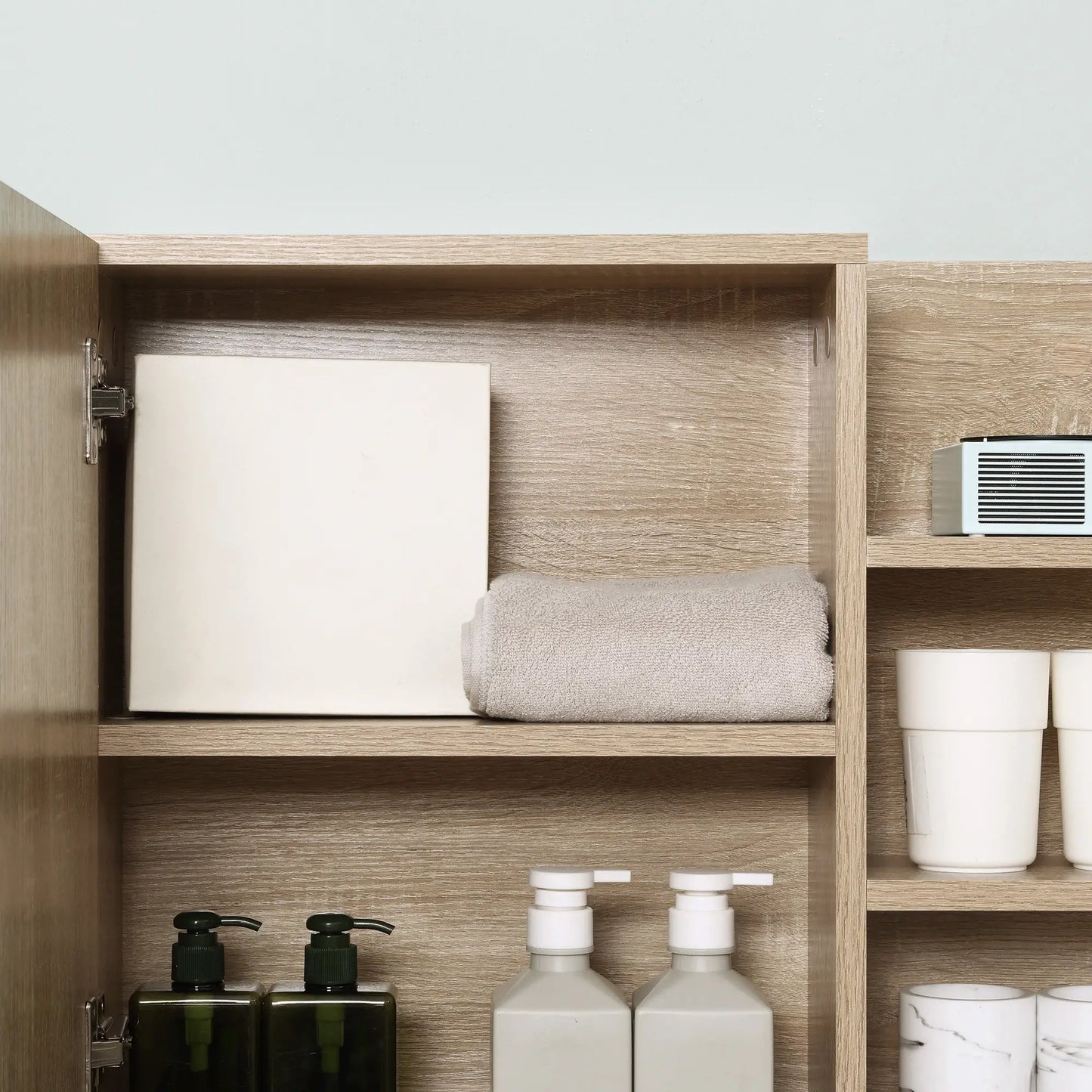 Medicine Cabinet with Mirror, Wall Mounted, 3 Open Shelves, Natural Mirror Medicine Cabinets at Gallery Canada