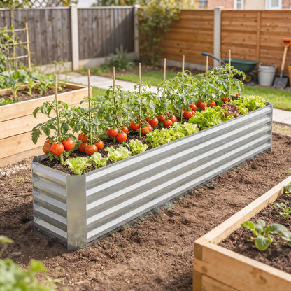 8 x 1.3 x 1.5ft Galvanized Raised Garden Bed, Outdoor Planter Box, Silver Galvanized Planter Boxes at Gallery Canada