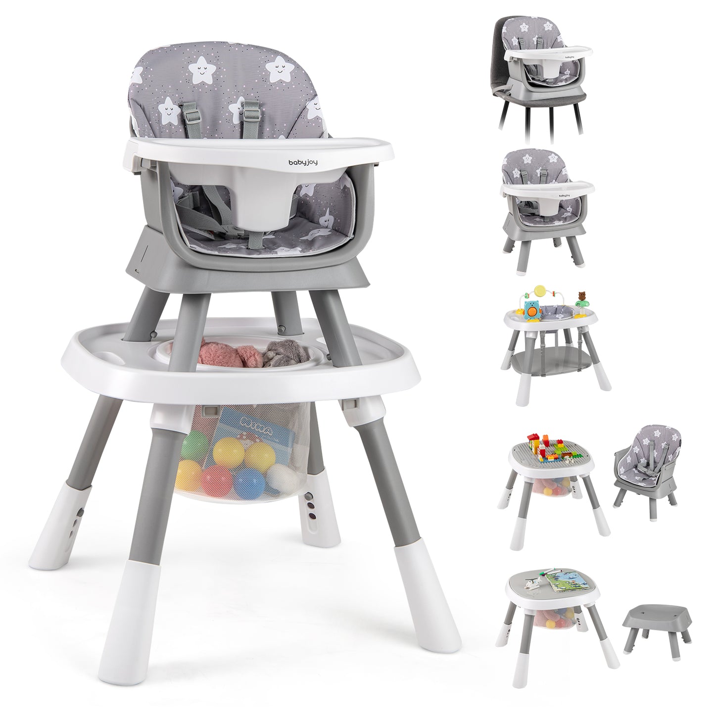 16-in-1 Baby High Chair with Activity Center and Booster Seat for Babies and Toddlers-Grey, Gray High Chairs at Gallery Canada