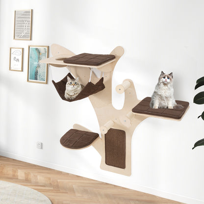 Wall-Mounted Cat Tower Cat Wall Shelves Furniture with Perch, Brown Cat Trees Condos & Scratchers at Gallery Canada