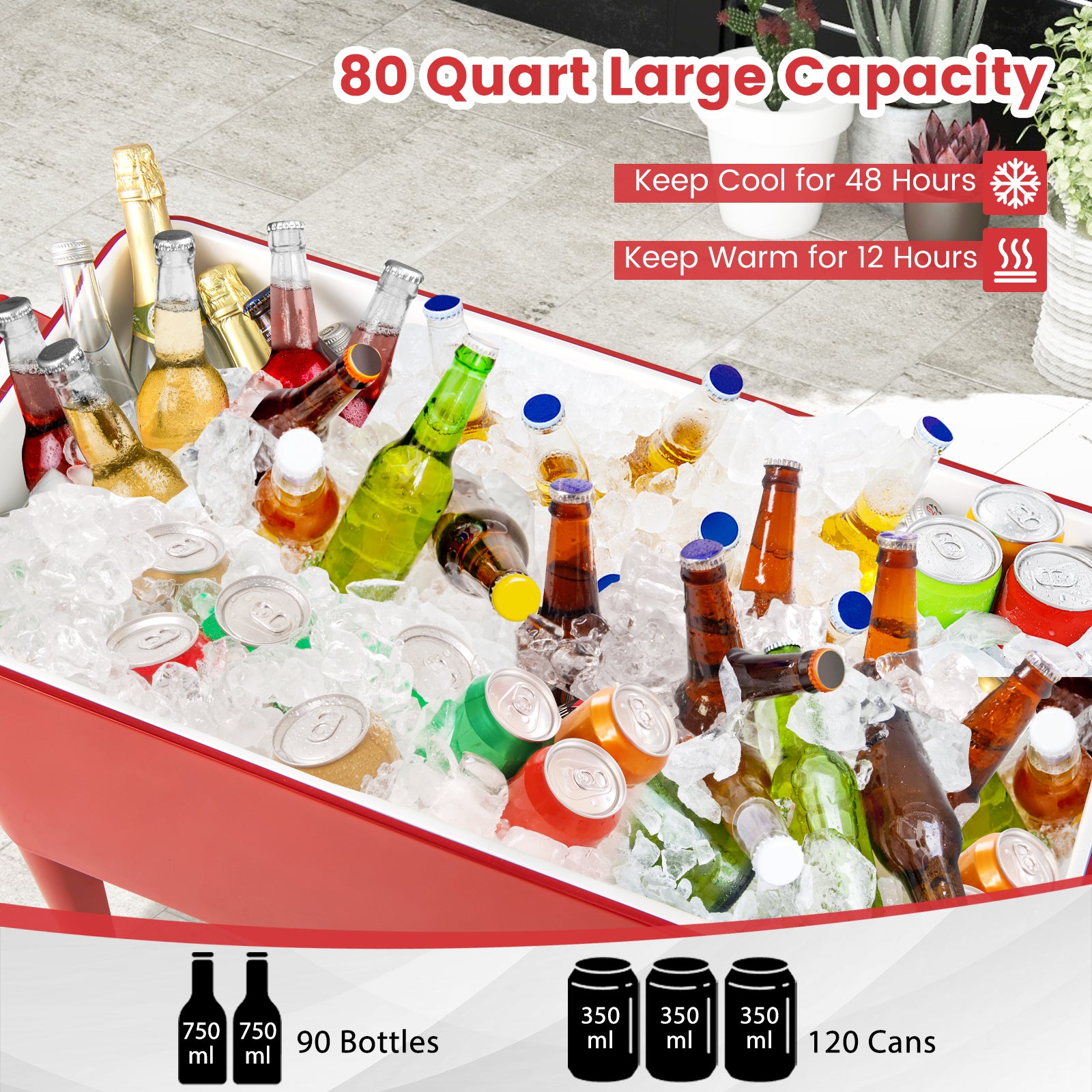 Red Portable Outdoor Patio Cooler Cart, Red Patio Bar Furniture at Gallery Canada