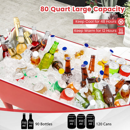 Red Portable Outdoor Patio Cooler Cart, Red Patio Bar Furniture at Gallery Canada