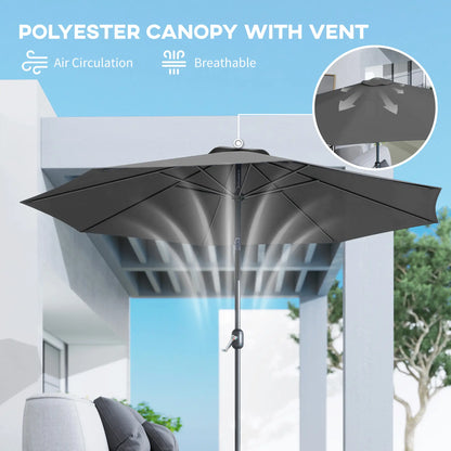 10' x 8' Round Market Umbrella, Crank Handle, Tilt, Grey Sun Umbrellas at Gallery Canada