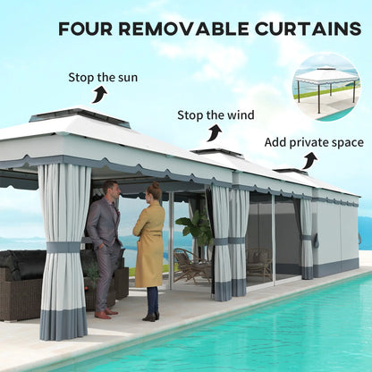 10' x 12' Double Roof Gazebo, Outdoor Shelter with Netting, Curtains Gazebos at Gallery Canada