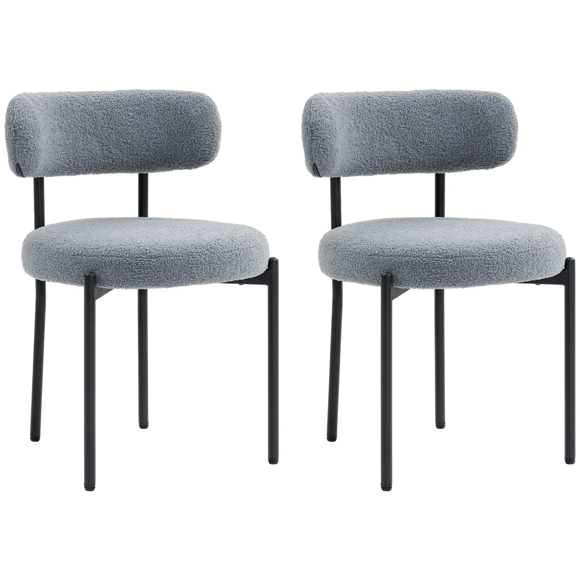 2 Kitchen Chairs, Modern Dining, Berber Fleece Upholstery, Steel Legs, Grey Dining Chairs at Gallery Canada