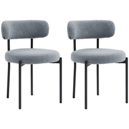 2 Kitchen Chairs, Modern Dining, Berber Fleece Upholstery, Steel Legs, Grey Dining Chairs at Gallery Canada