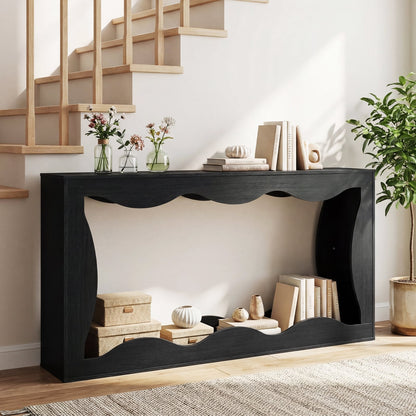 63 Inch Console Table, 2-Tier Narrow Entryway Table, Black Console Tables at Gallery Canada