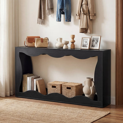 63 Inch Console Table, 2-Tier Narrow Entryway Table, Black Console Tables at Gallery Canada