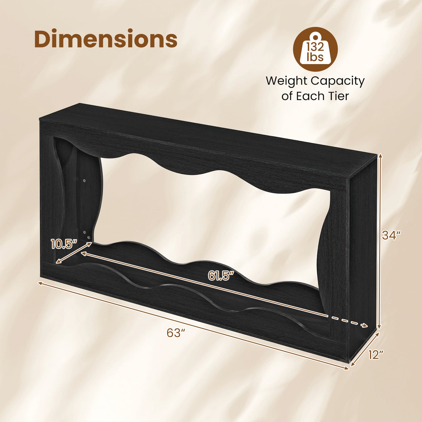 63 Inch Console Table, 2-Tier Narrow Entryway Table, Black Console Tables at Gallery Canada