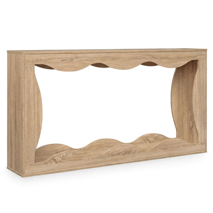 63 Inch Console Table, 2-Tier Narrow Entryway, Wavy Edge Storage Shelf, Natural Console Tables at Gallery Canada