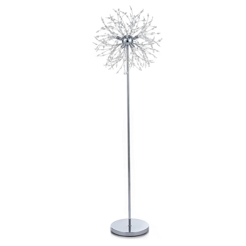 63-Inch Crystal Floor Lamp, Acrylic Crystals, Silver