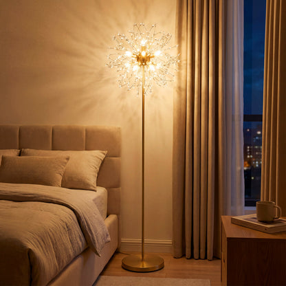 63-Inch Crystal Floor Lamp, Acrylic Crystals, Gold Table & Floor Lamps at Gallery Canada