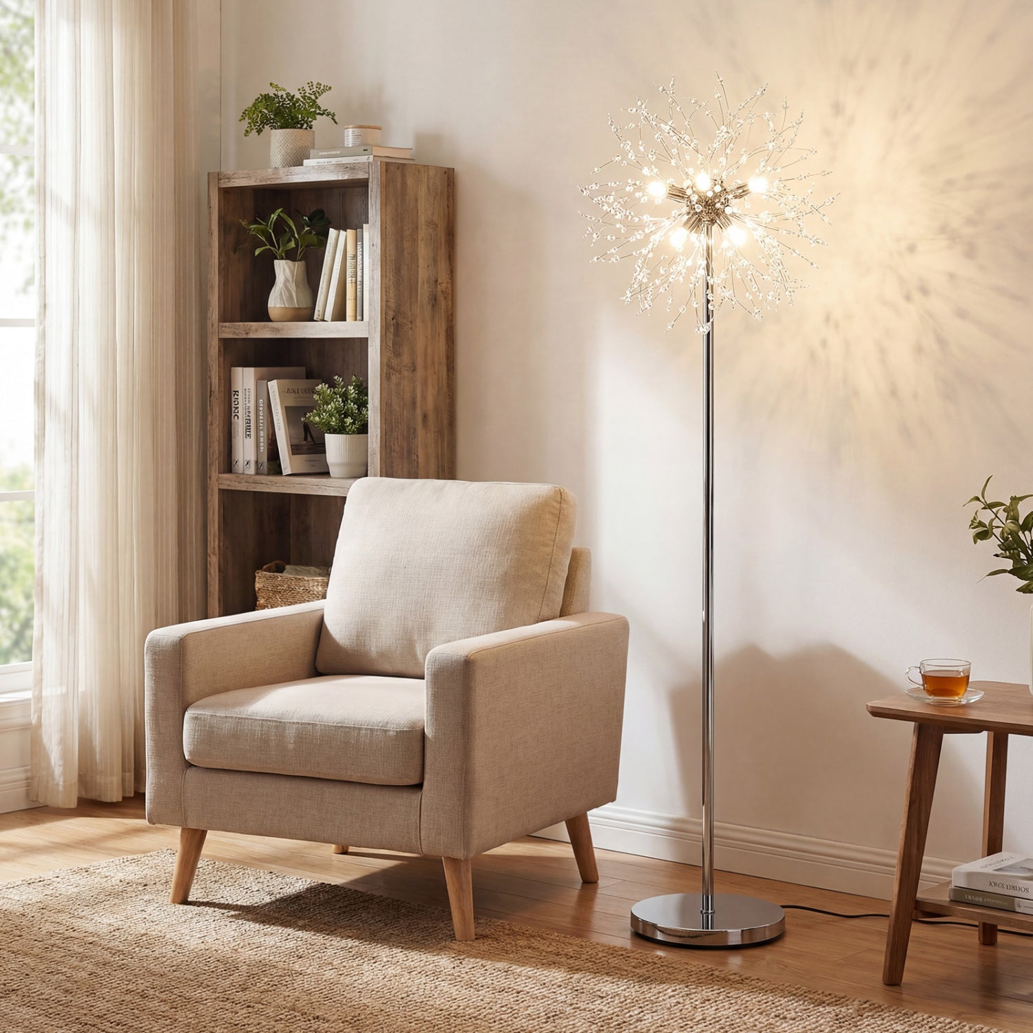 63-Inch Crystal Floor Lamp, Acrylic Crystals, Silver Table & Floor Lamps at Gallery Canada