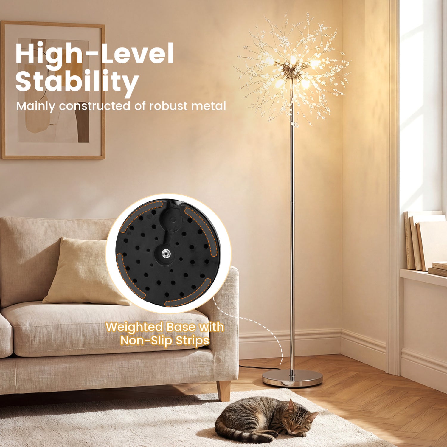 63-Inch Crystal Floor Lamp, Acrylic Crystals, Silver Table & Floor Lamps at Gallery Canada