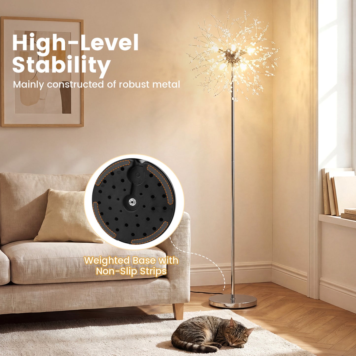 63-Inch Crystal Floor Lamp, Acrylic Crystals, Silver Table & Floor Lamps at Gallery Canada
