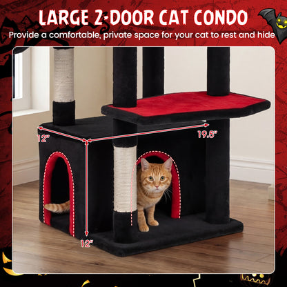 63 Inch Cat Tree With Condo, Top Cave, For Large Cats 20+ LBS, Black Cat Trees Condos & Scratchers at Gallery Canada