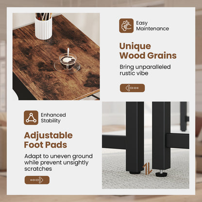 63 Inch Modern Splice Computer Desk with Heavy Duty Steel Frame, Black Computer Desks at Gallery Canada