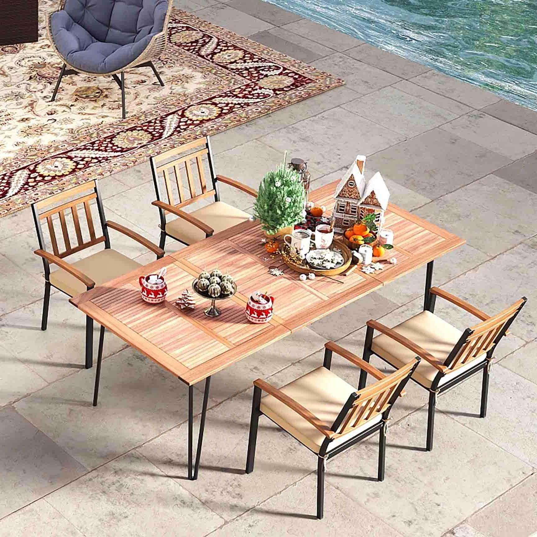 63 Inch Outdoor Dining Table, Set Of 4 Patio Chairs Patio Dining Sets at Gallery Canada