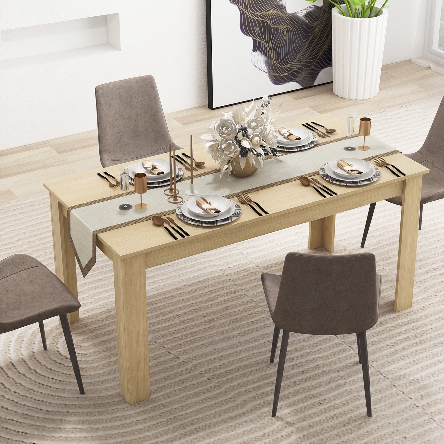 63 Inch Rectangular Dining Table, Oak Dining Tables at Gallery Canada