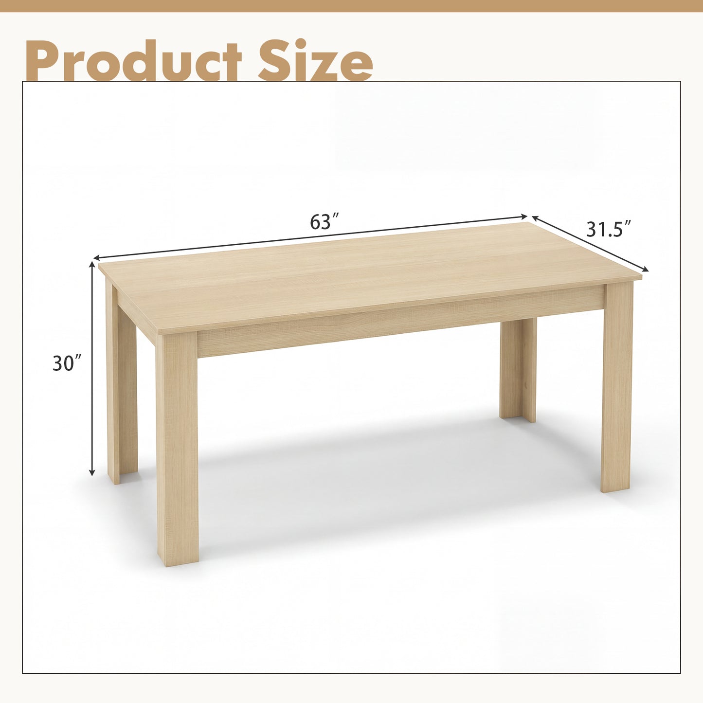 63 Inch Rectangular Dining Table, Oak Dining Tables at Gallery Canada
