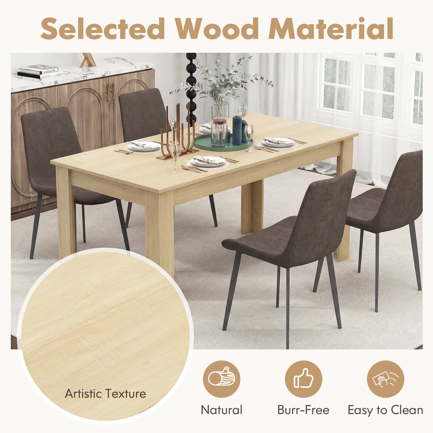 63 Inch Rectangular Dining Table, Oak Dining Tables at Gallery Canada