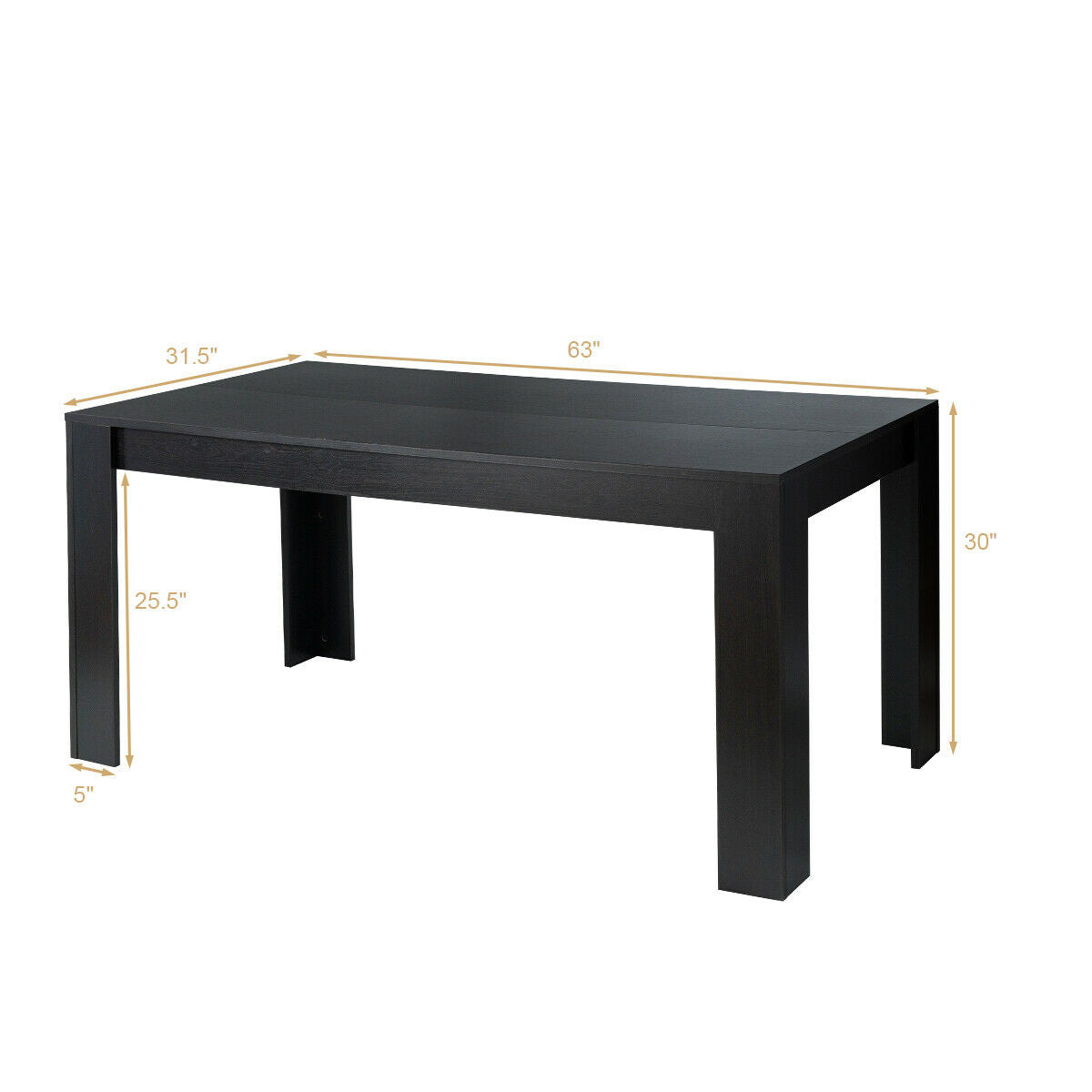 63 Inch Rectangular Modern Dining Table For 6 People, Black Dining Tables at Gallery Canada