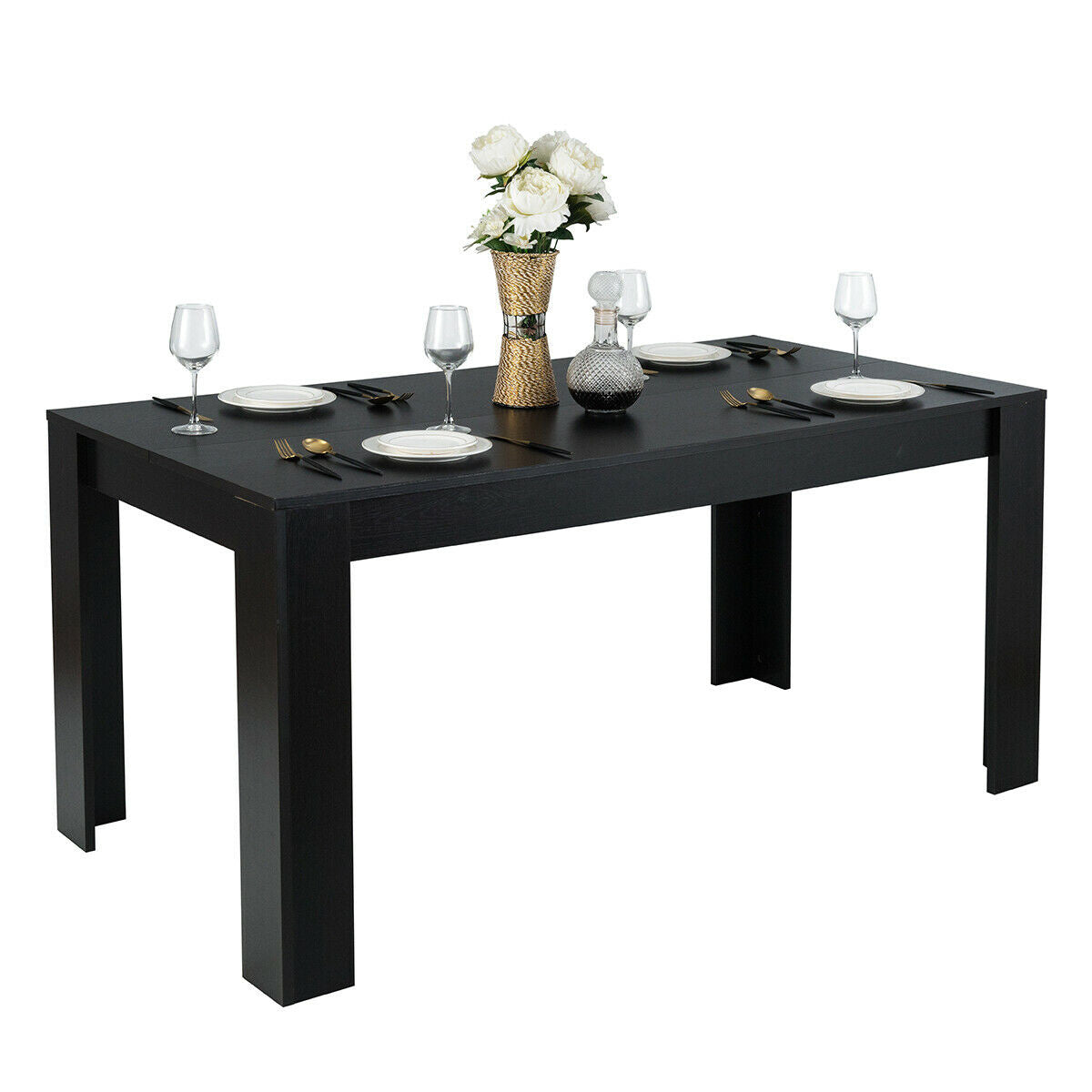 63 Inch Rectangular Modern Dining Table For 6 People, Black Dining Tables at Gallery Canada
