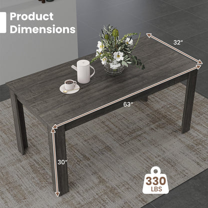 63 Inch Rectangular Modern Dining Table, Gray Dining Tables at Gallery Canada