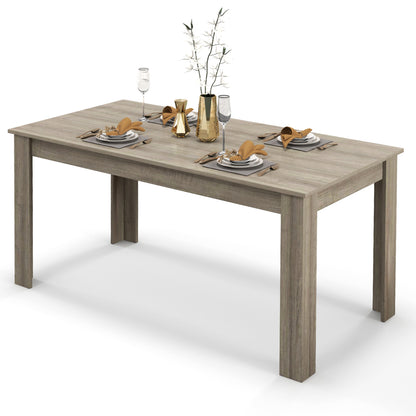 63 Inch Rectangular Modern Dining Kitchen Table, Light Gray
