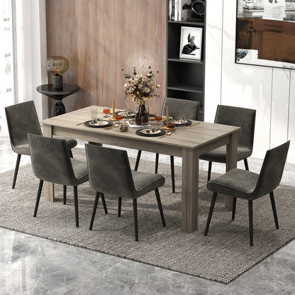 63 Inch Rectangular Modern Dining Kitchen Table, Light Gray