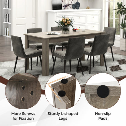 63 Inch Rectangular Modern Dining Kitchen Table, Light Gray