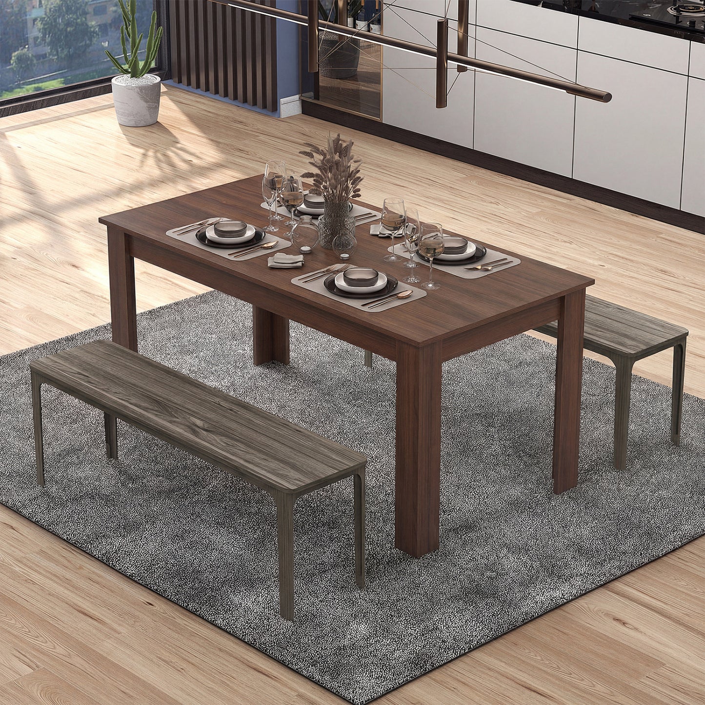 63 Inch Rectangular Dining Table, Walnut Dining Tables at Gallery Canada