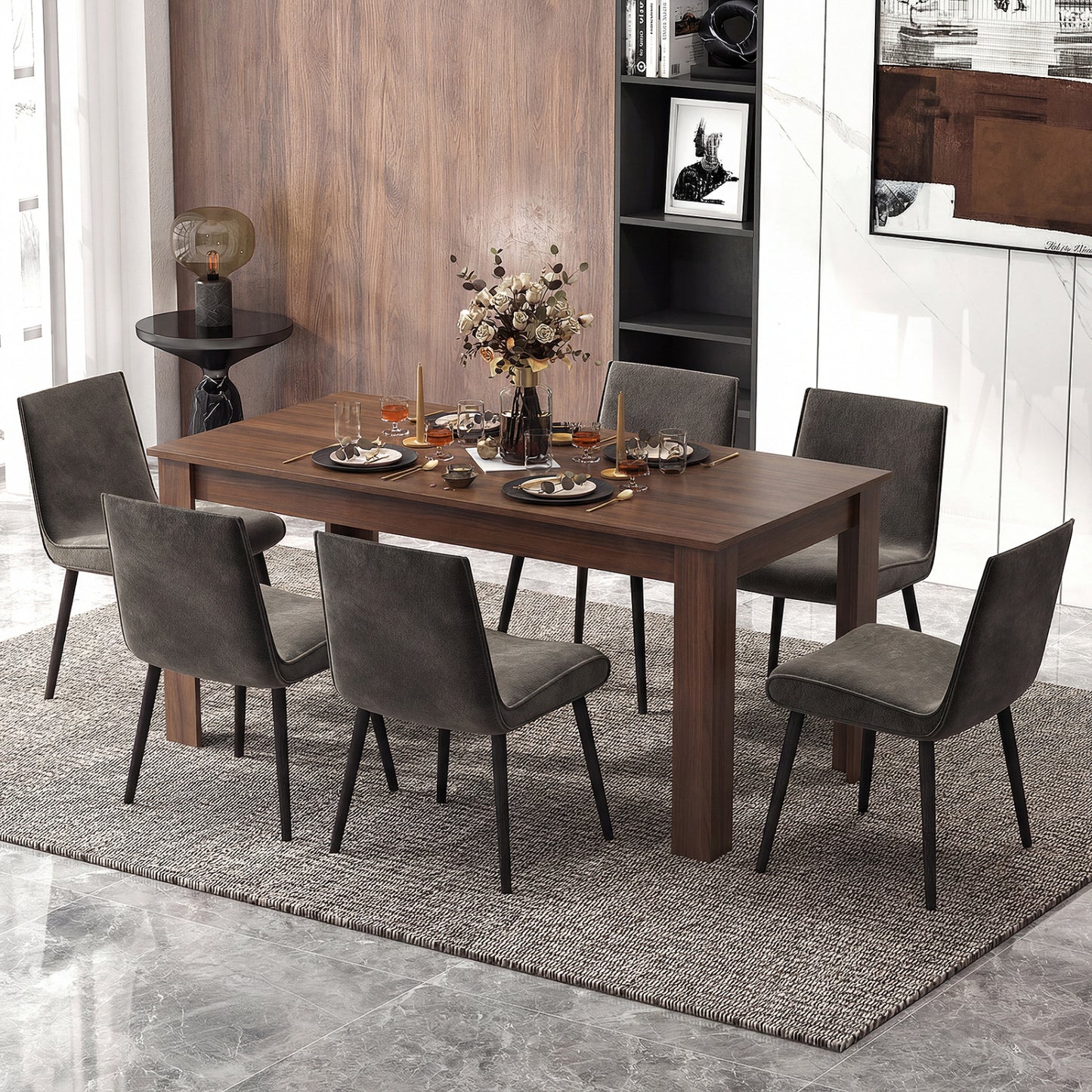 63 Inch Rectangular Dining Table, Walnut Dining Tables at Gallery Canada