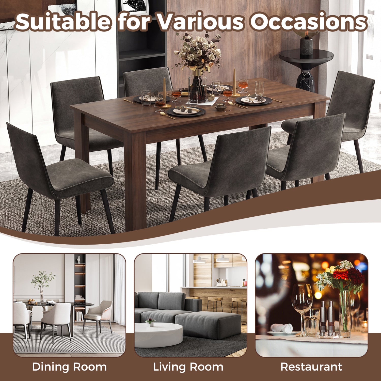 63 Inch Rectangular Dining Table, Walnut Dining Tables at Gallery Canada