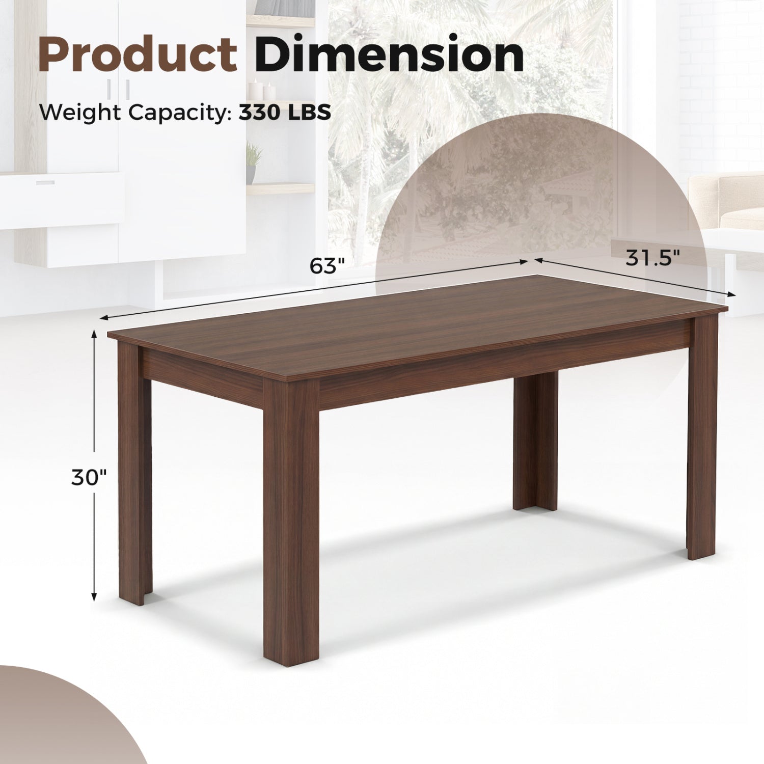 63 Inch Rectangular Dining Table, Walnut Dining Tables at Gallery Canada