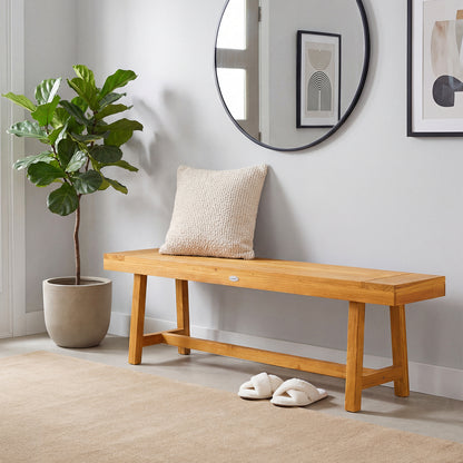 63 Inch Solid Wood Bench, Seats 3 People, Natural Outdoor Benches at Gallery Canada