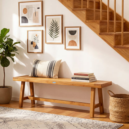 63 Inch Solid Wood Bench, Seats 3 People, Natural Outdoor Benches at Gallery Canada