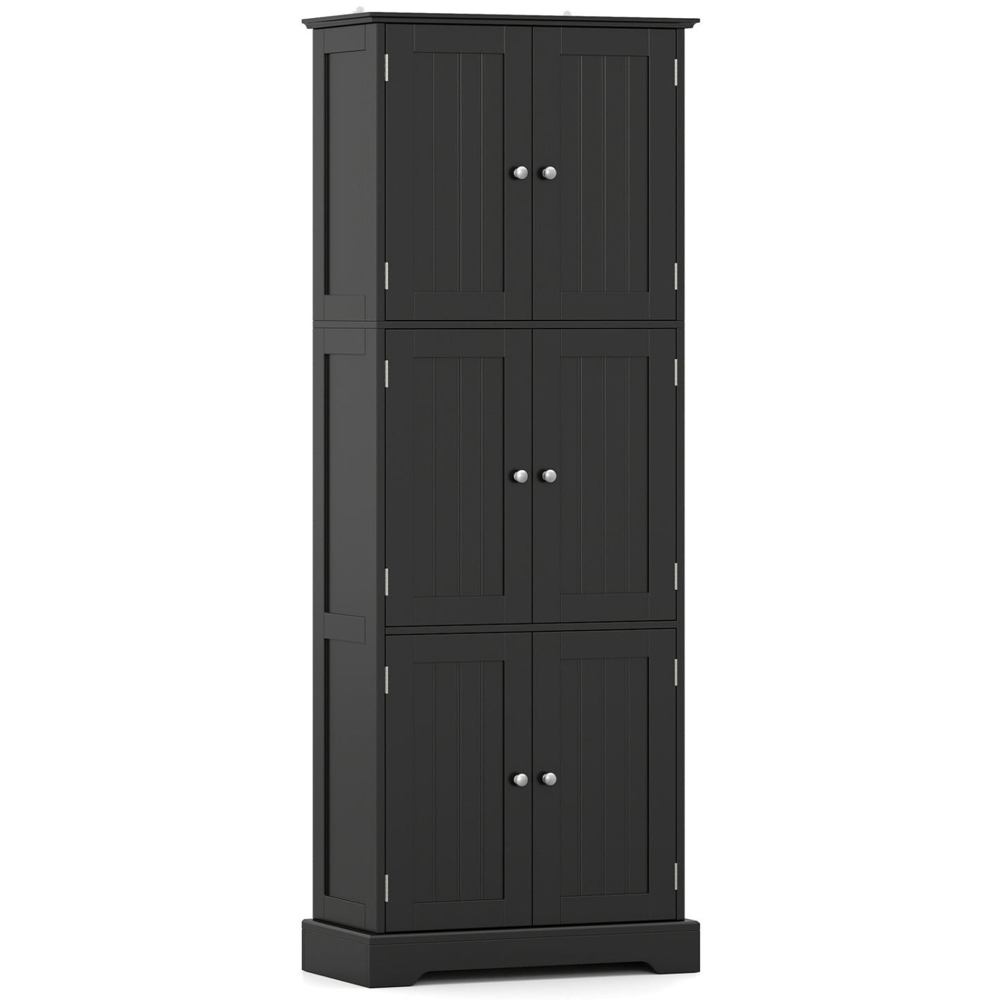 63 In Tall Bathroom Storage Cabinet, 6 Doors, Black